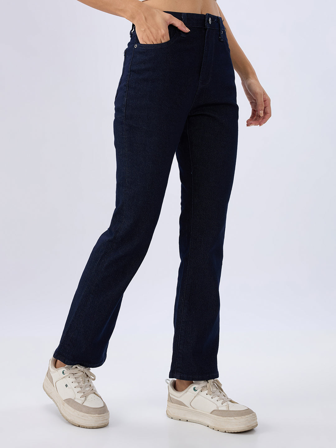 Spykar Raw Blue Boot Cut Fit High Rise Jeans For Women