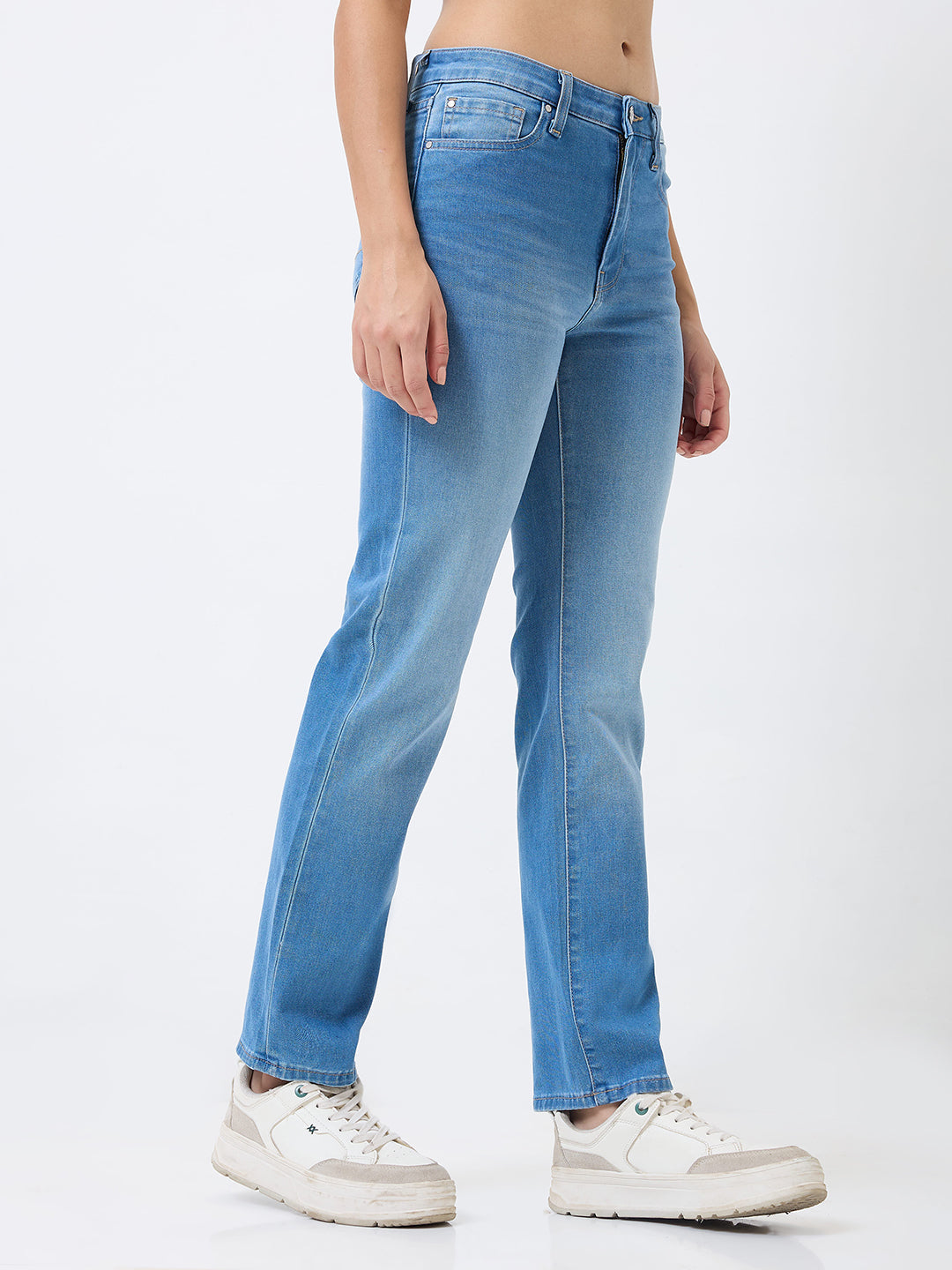 SPYKAR Light Blue Slim Fit Mid Rise Jeans For Women