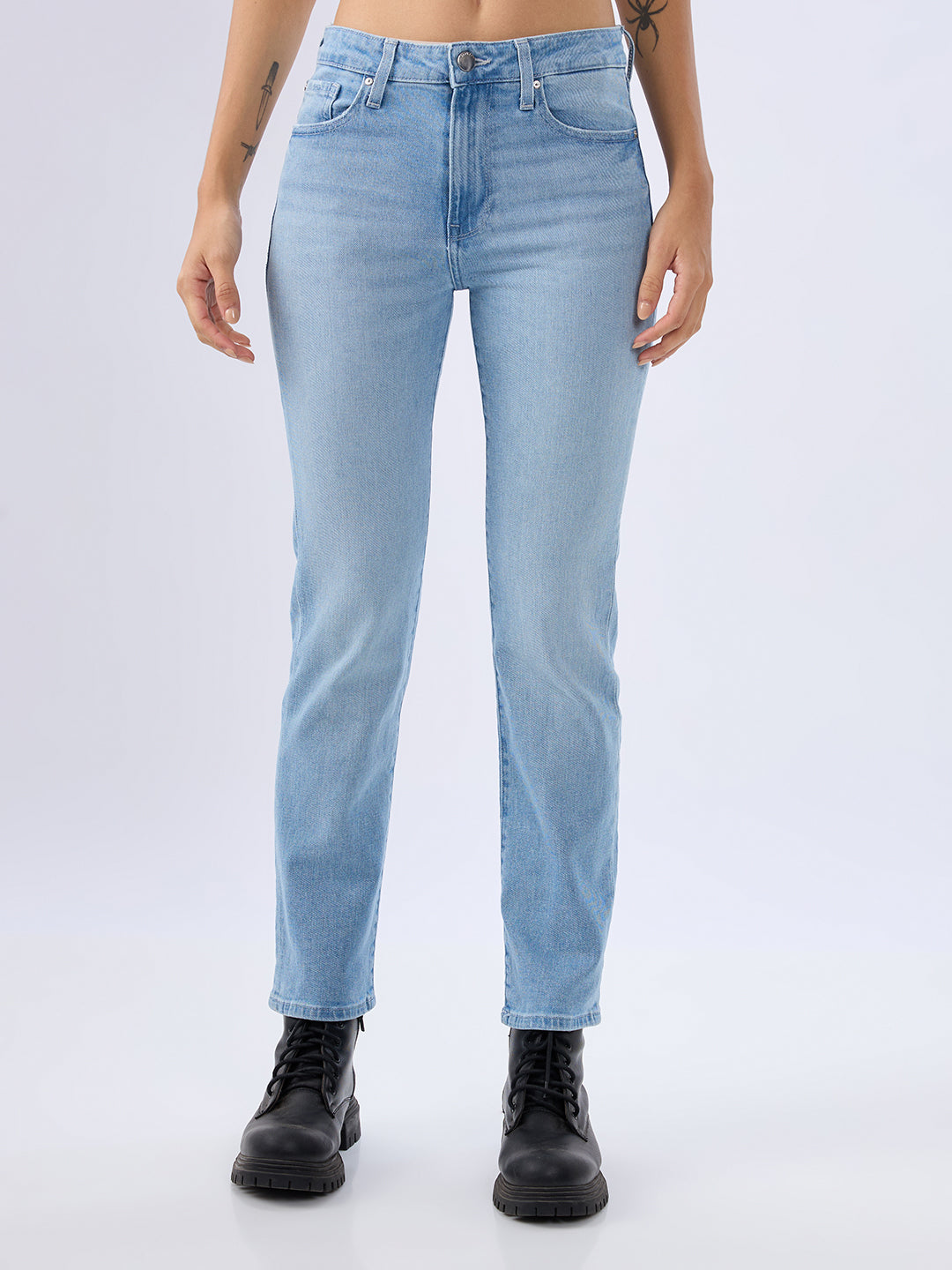 Spykar Ice Blue Slim Fit Mid Rise Jeans For Women