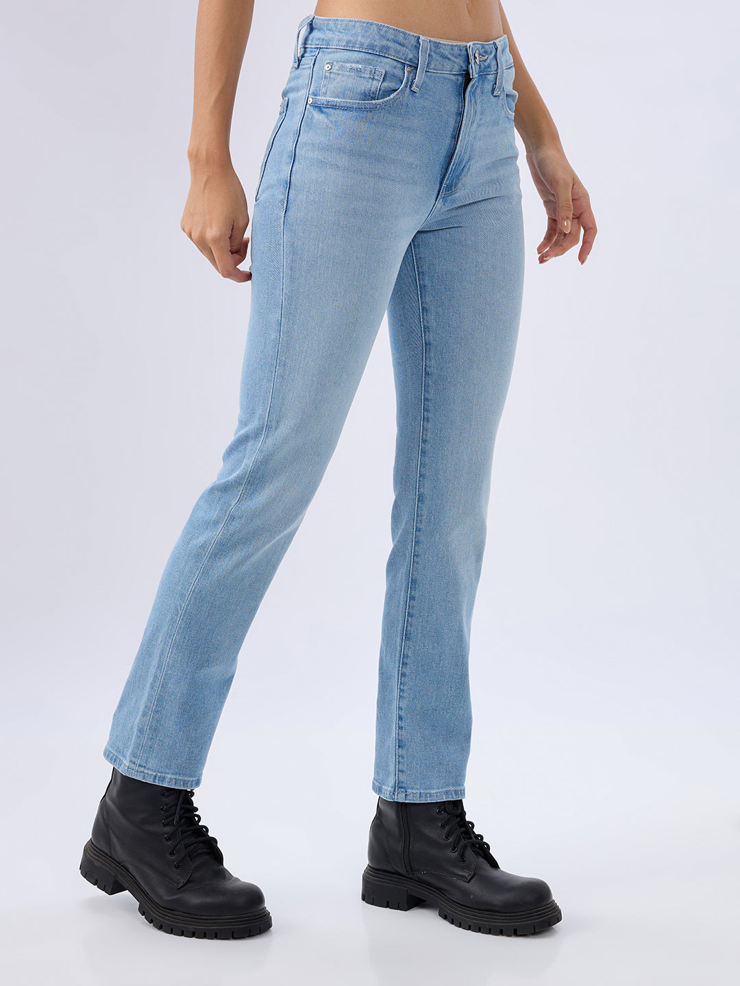 Spykar Ice Blue Slim Fit Mid Rise Jeans For Women