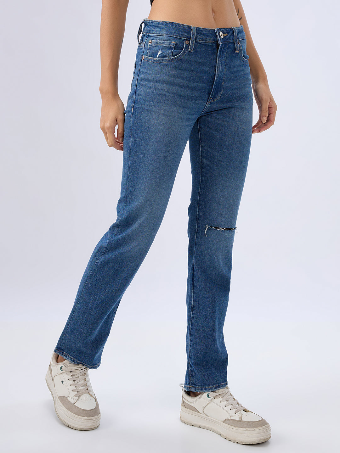Spykar Vintage Blue Slim Fit Mid Rise Jeans For Women