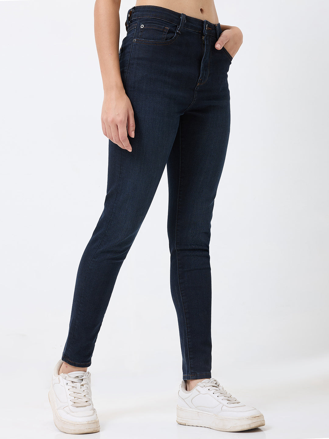 SPYKAR Dark Blue Super Skinny Fit High Rise Jeans For Women