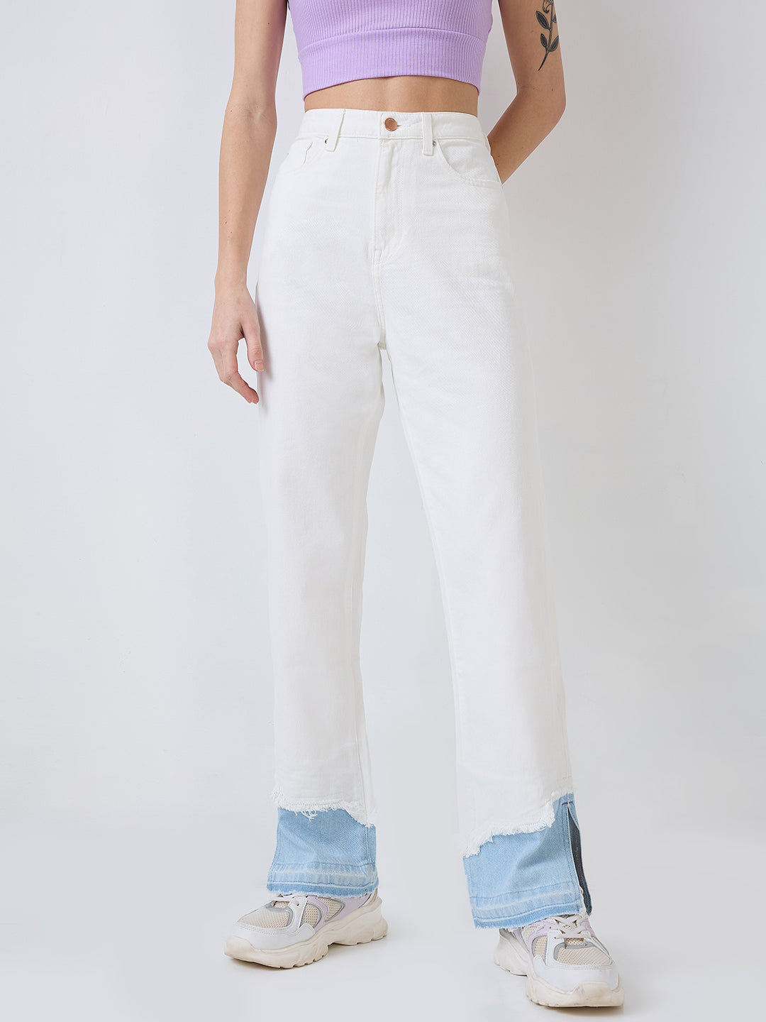 Spykar White Straight Fit High Rise Jeans For Women