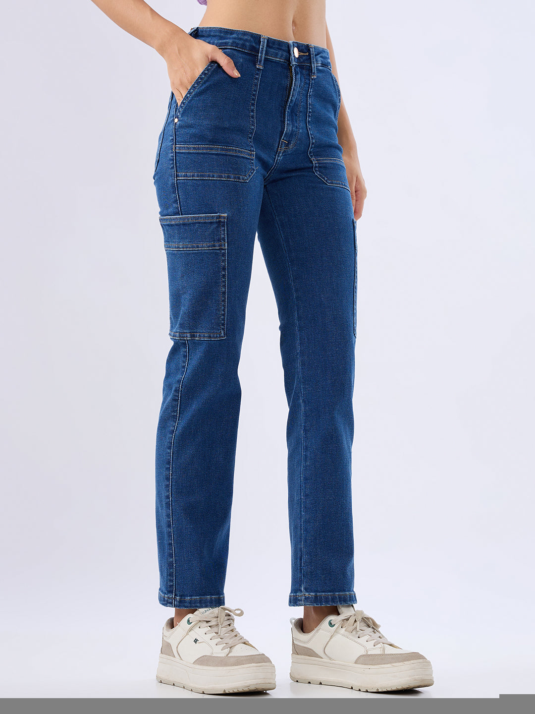 Spykar Mid Blue Slim Fit Mid Rise Jeans For Women