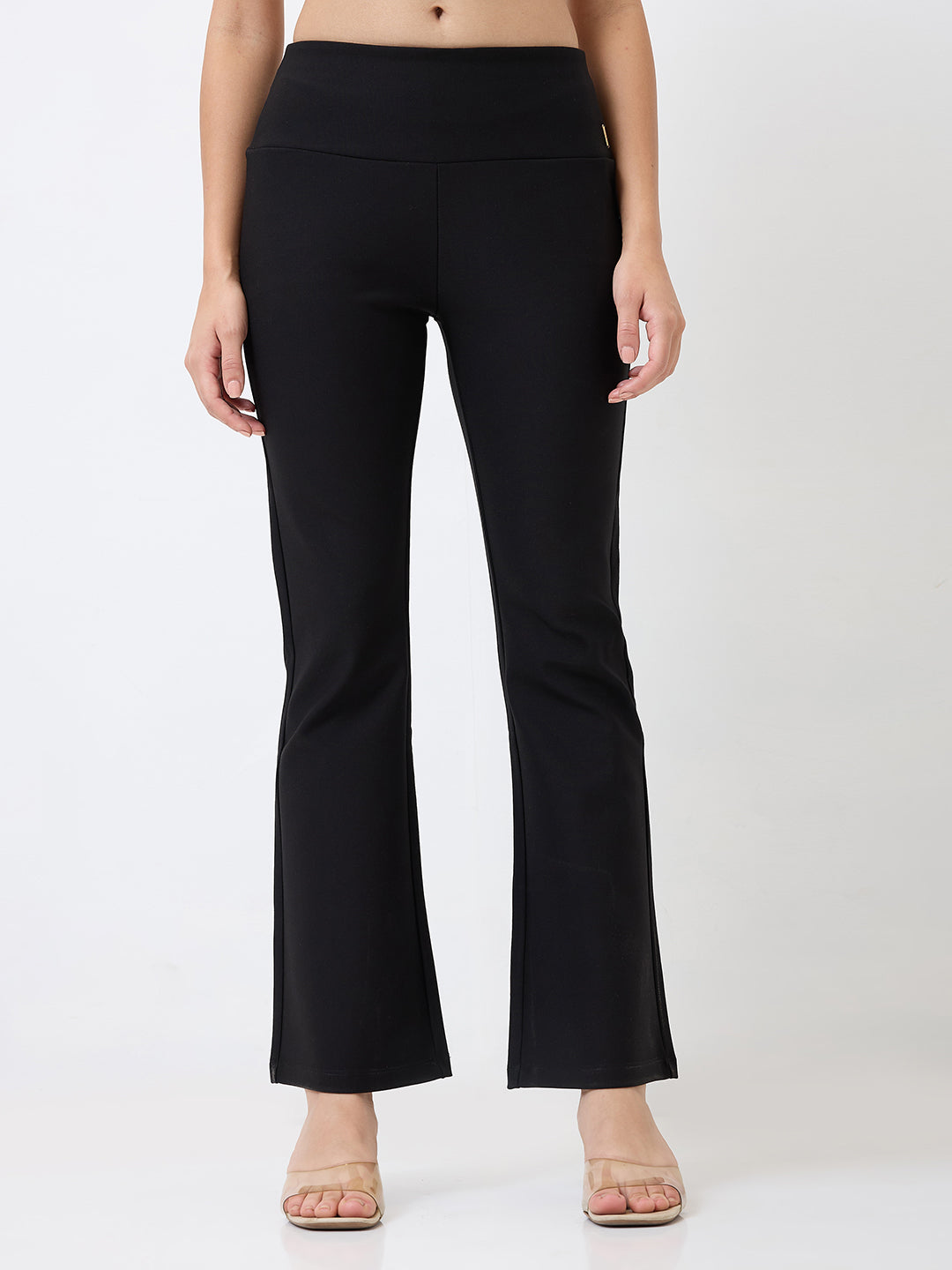 SPYKAR Boot Cut High Rise Black Casual Track Pant For Women