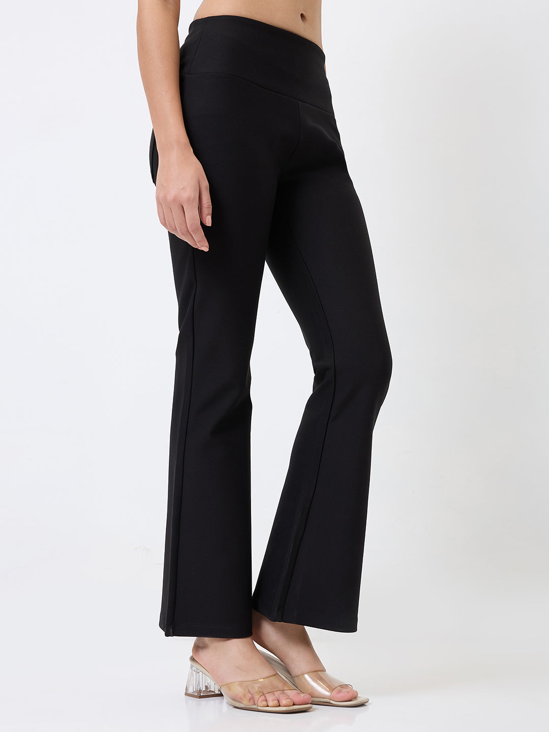 SPYKAR Boot Cut High Rise Black Casual Track Pant For Women