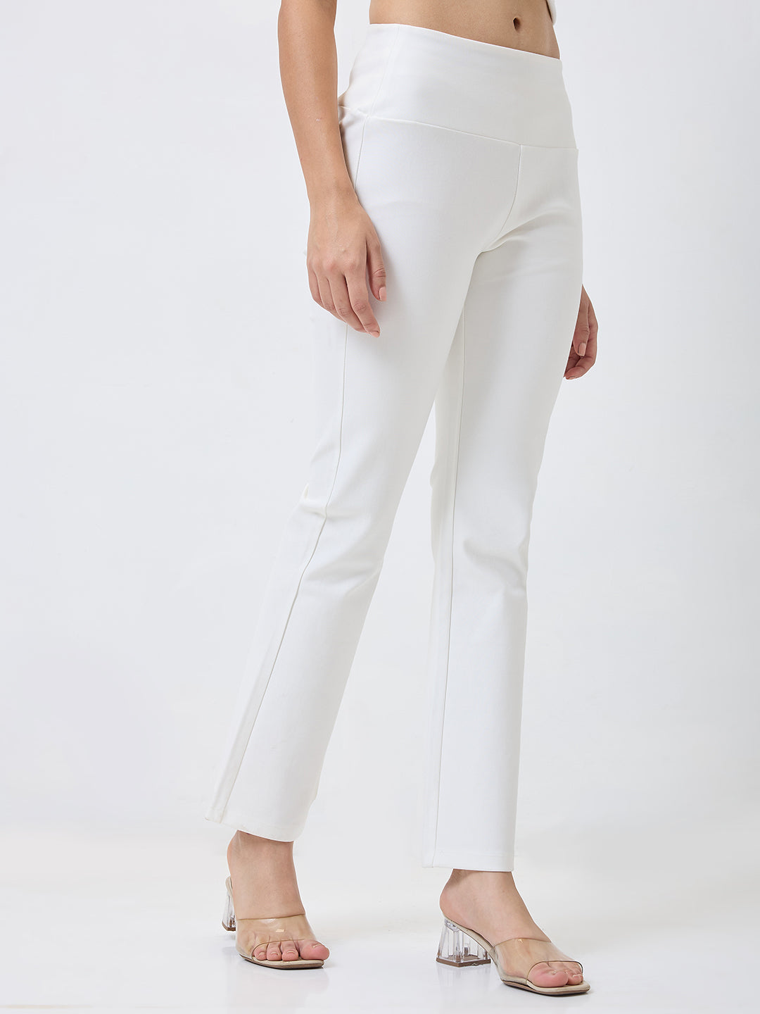 SPYKAR Boot Cut High Rise White Casual Track Pant For Women