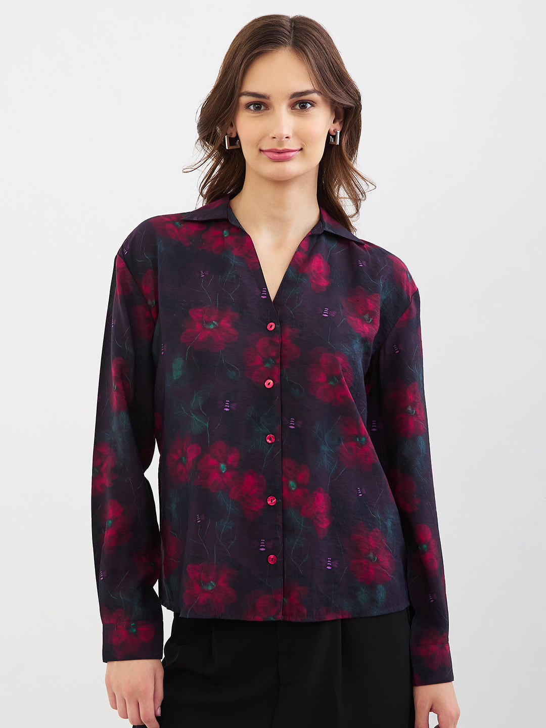 Spykar Crimson Red Regular Fit Casual Shirts For Women