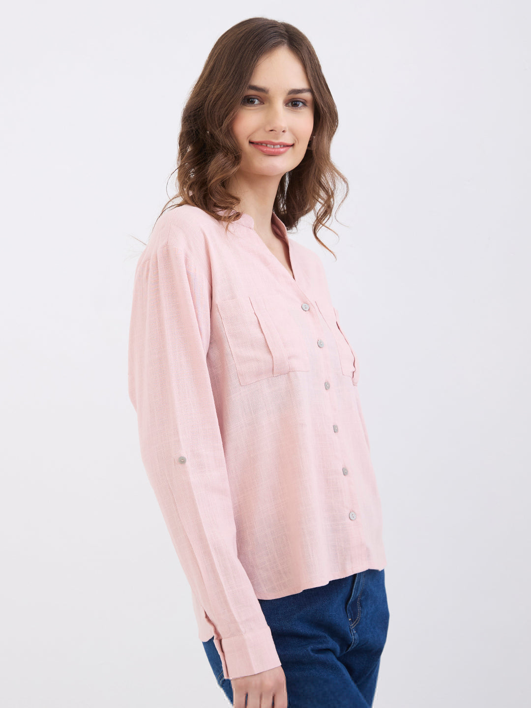 Spykar Pink Loose Fit Casual Shirts For Women