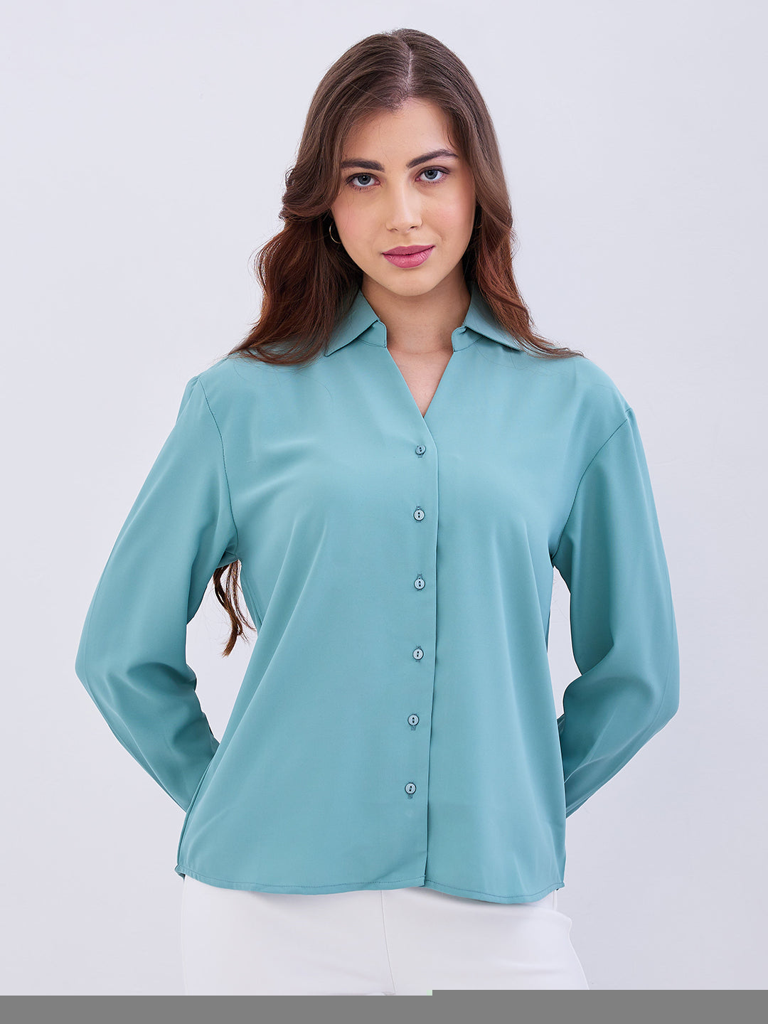 Spykar Olive Regular Fit Casual Shirts For Women