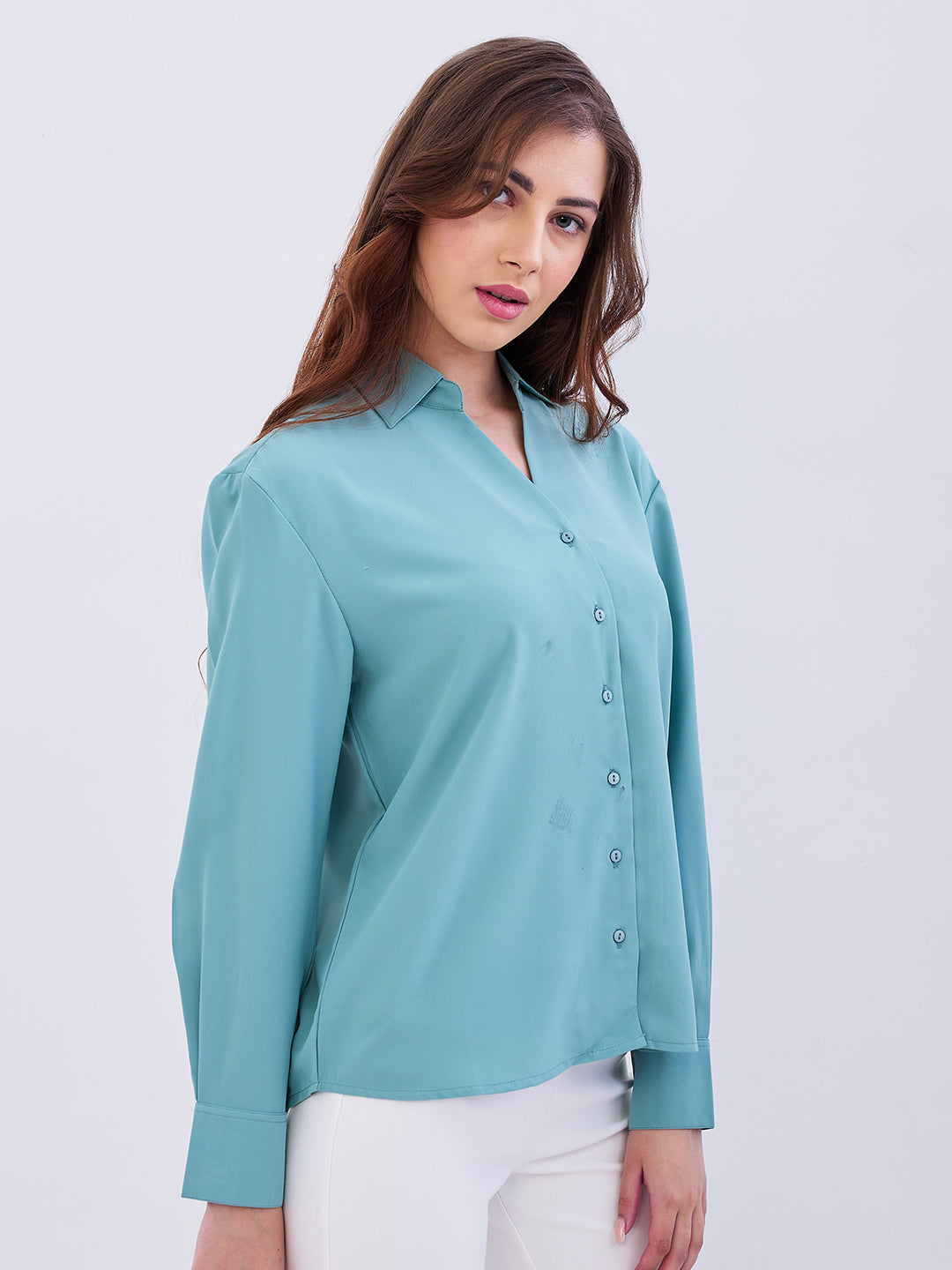Spykar Olive Regular Fit Casual Shirts For Women