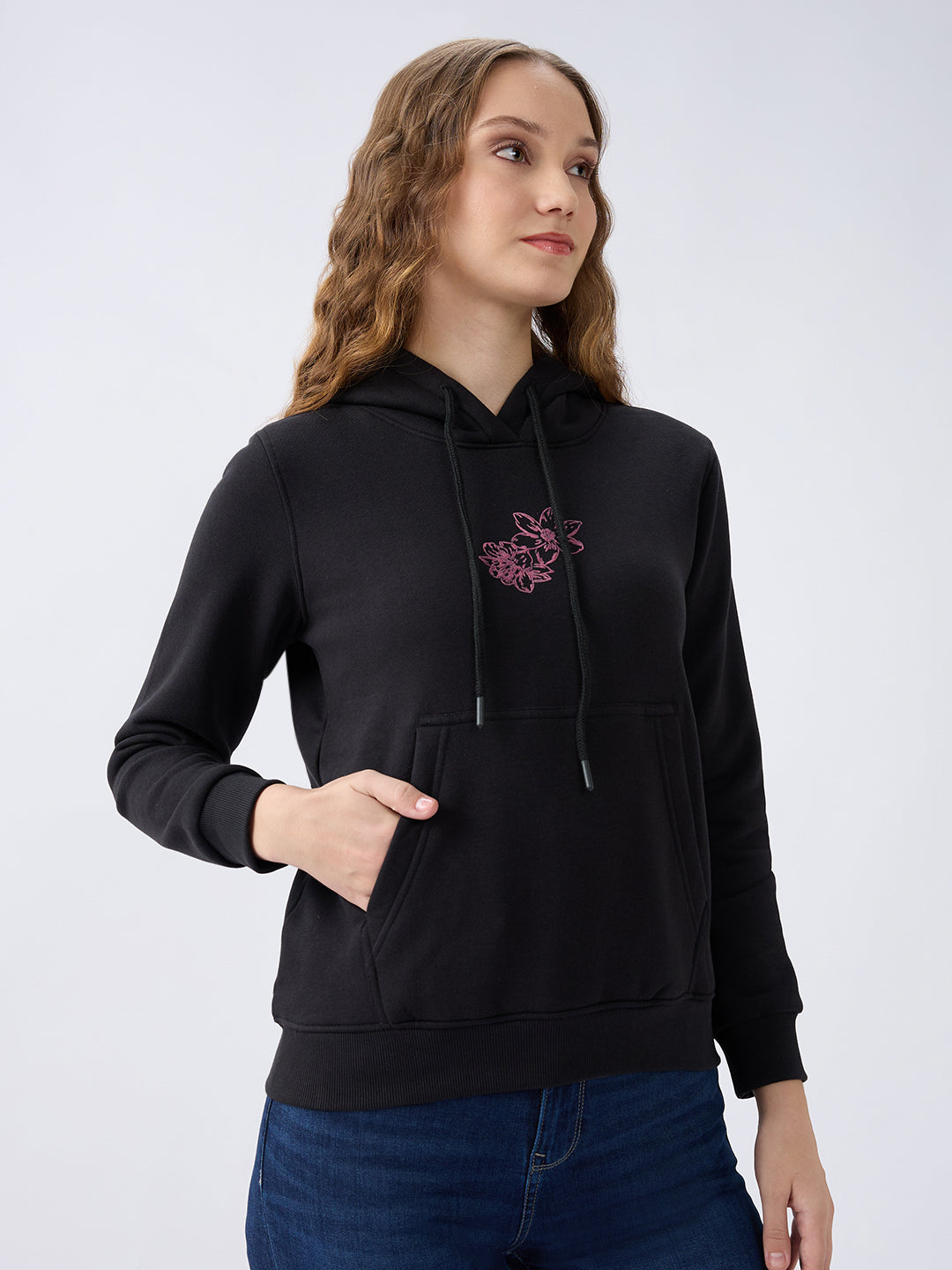 Spykar Black Regular Fit Casual Sweatshirts For Women