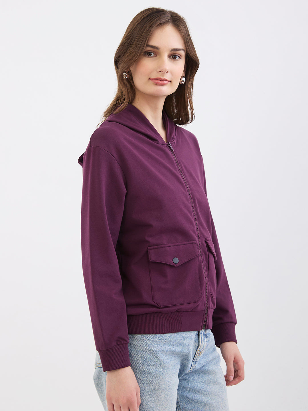 Spykar Cherry Lacquer Regular Fit Casual Sweatshirts For Women
