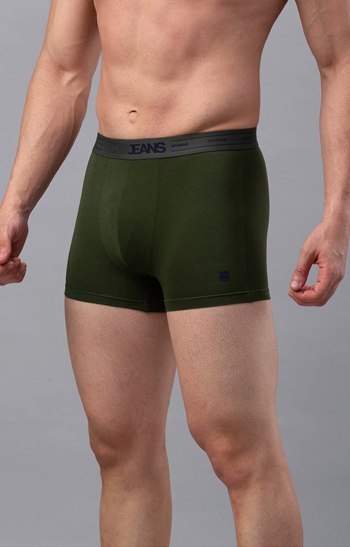 Underjeans by Spykar Men Olive Regular Fit Trunks (Pack of 2)