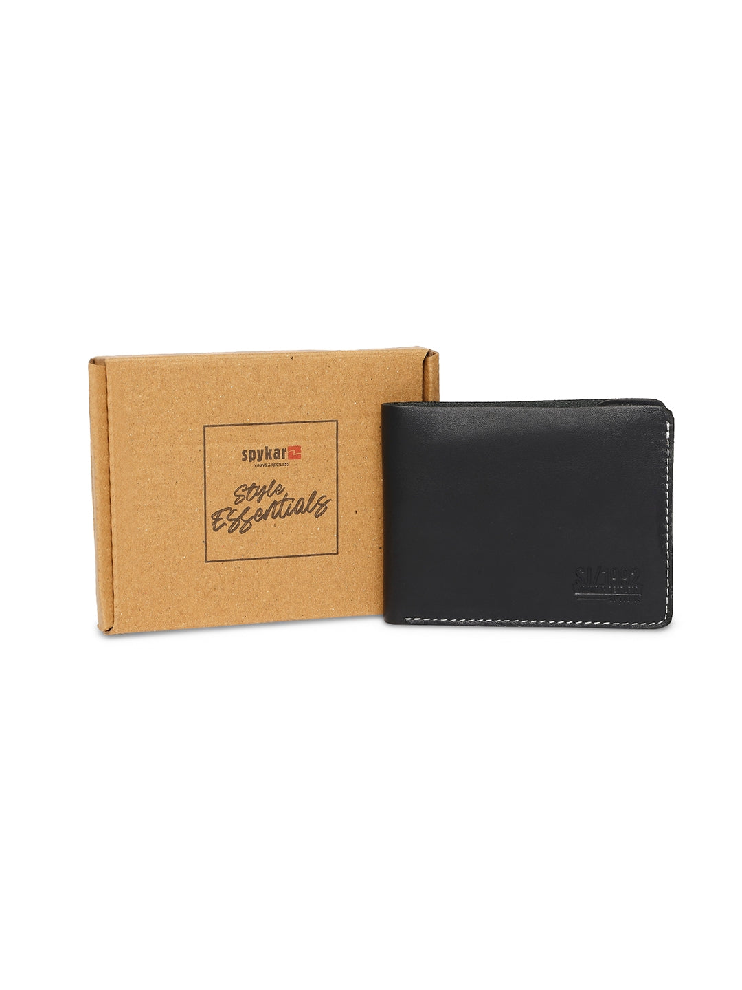 Spykar Men Black Leather Bi-Fold Wallet