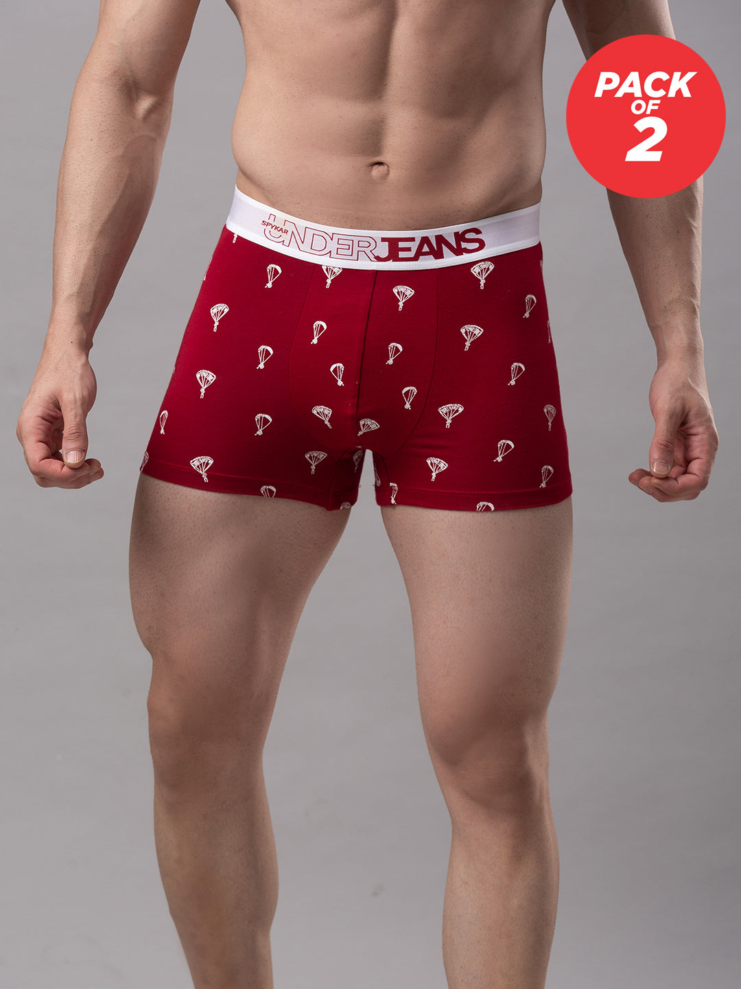 Underjeans By Spykar Men Cotton Blend Maroon Trunk