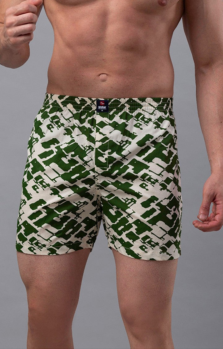 White Cotton Boxer For Men - Underjeans By Spykar