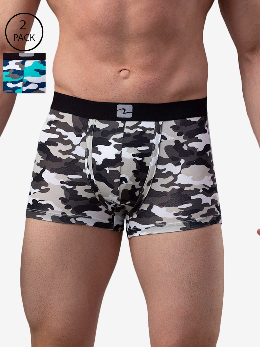 Men Cotton Blend Trunk Pack Of 2- Underjeans By Spykar