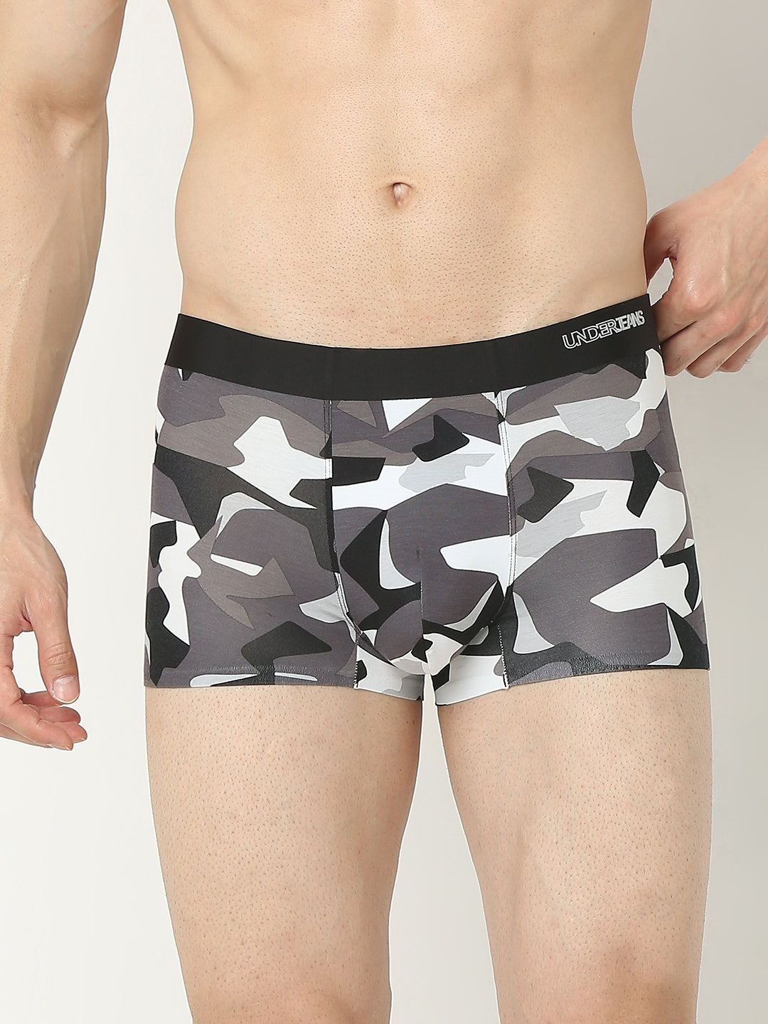 Underjeans By Spykar Men Super Premium Printed Bonded Elastic Anthra Trunk