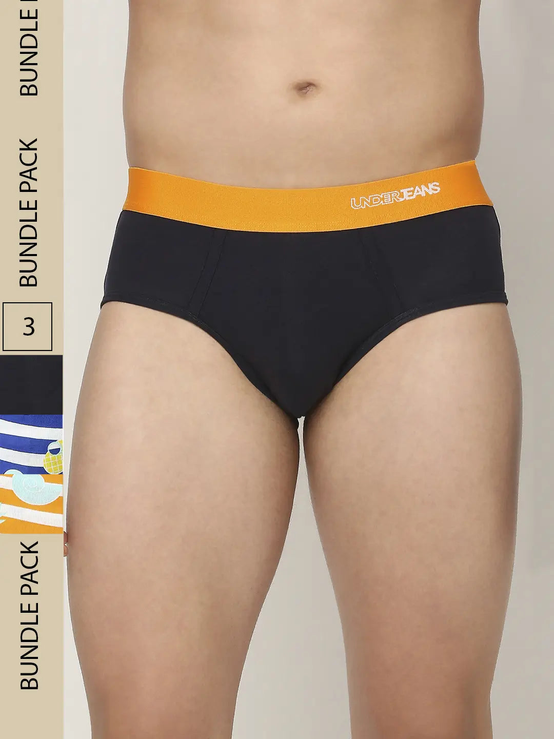Men Assorted Cotton Blend Printed Brief - Pack Of 3- Underjeans By Spykar