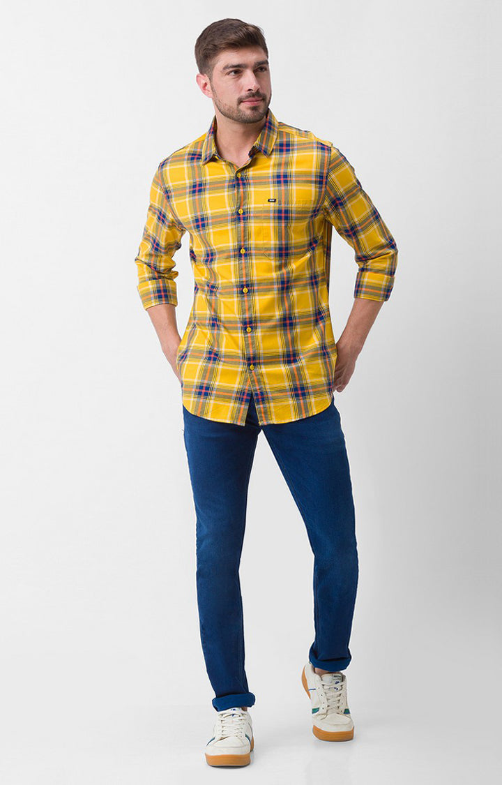 Spykar Ink Blue Cotton Slim Fit Narrow Length Jeans For Men (Skinny)