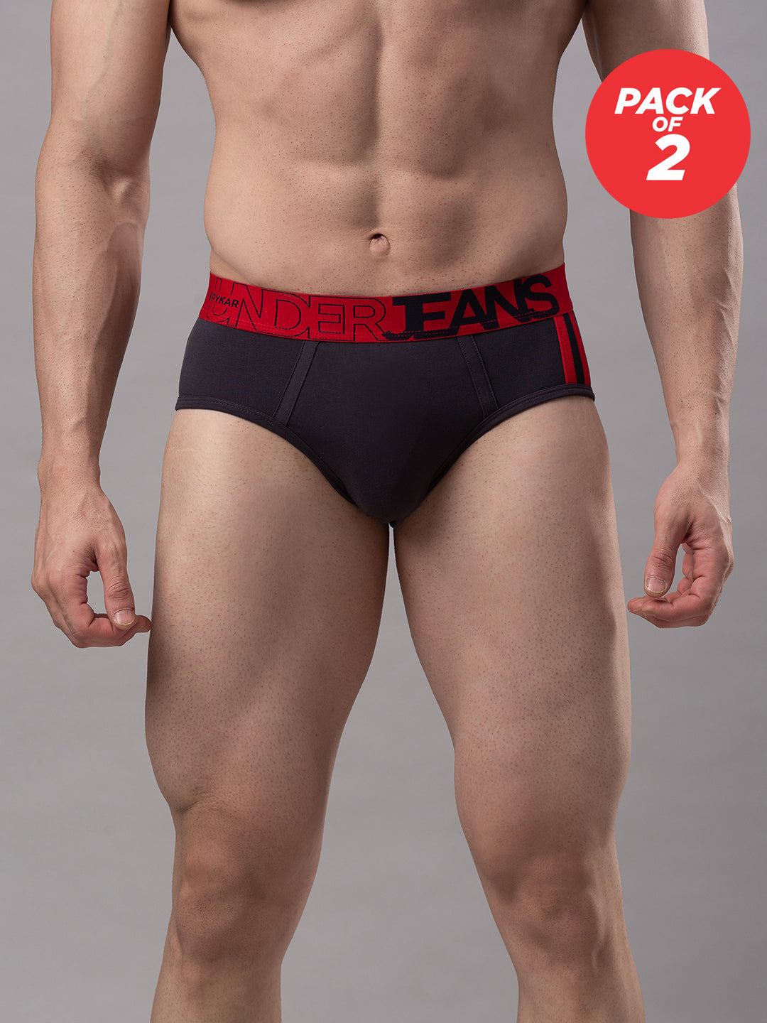 Men Cotton Blend Grey Brief - Underjeans By Spykar