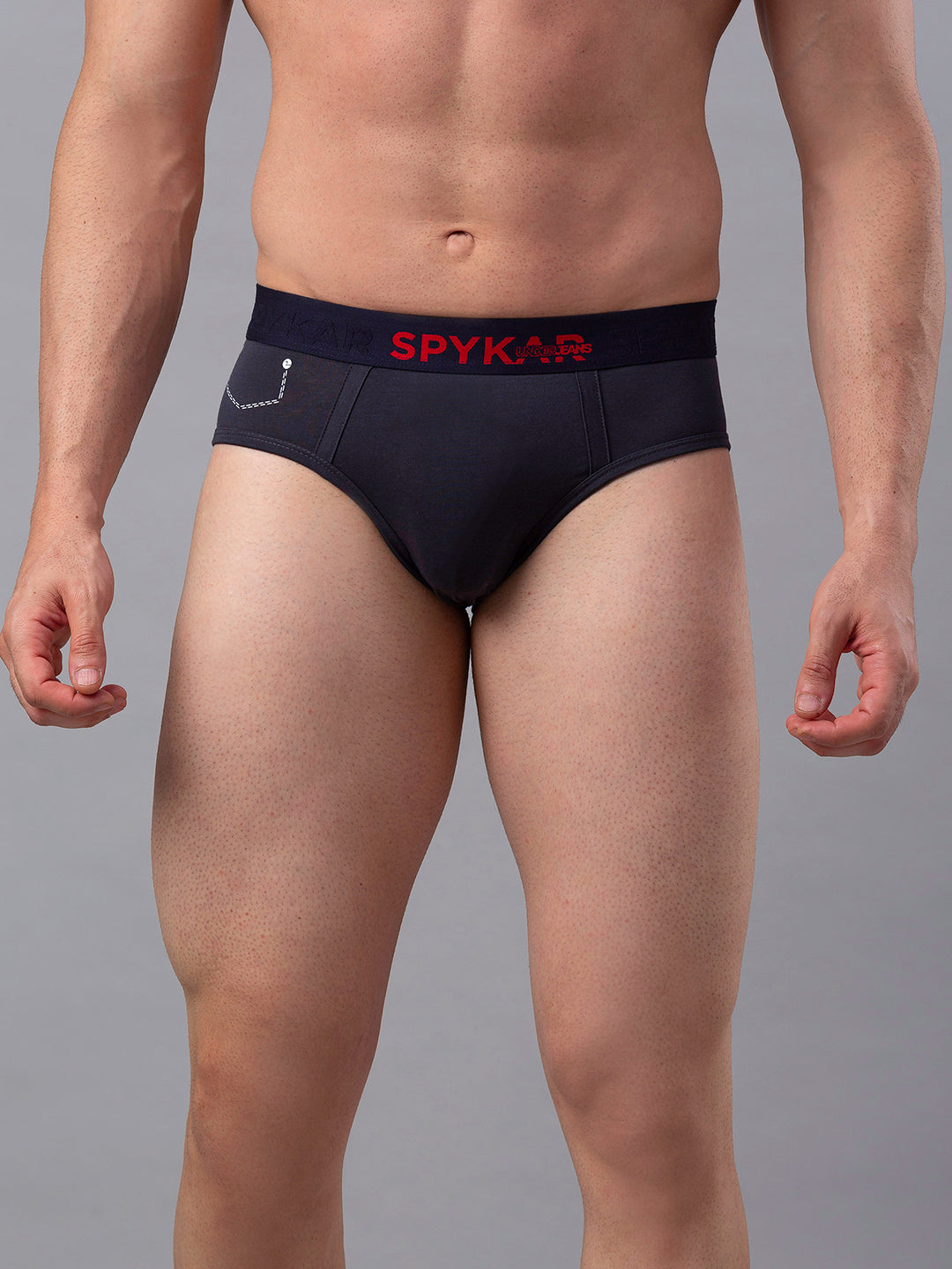 Underjeans By Spykar Men Cotton Blend Grey Brief