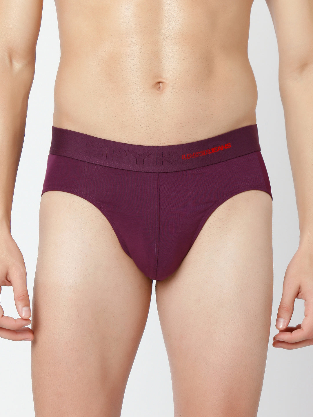 Men Black & Purple Cotton Blend Brief (Pack Of 2)- Underjeans By Spykar