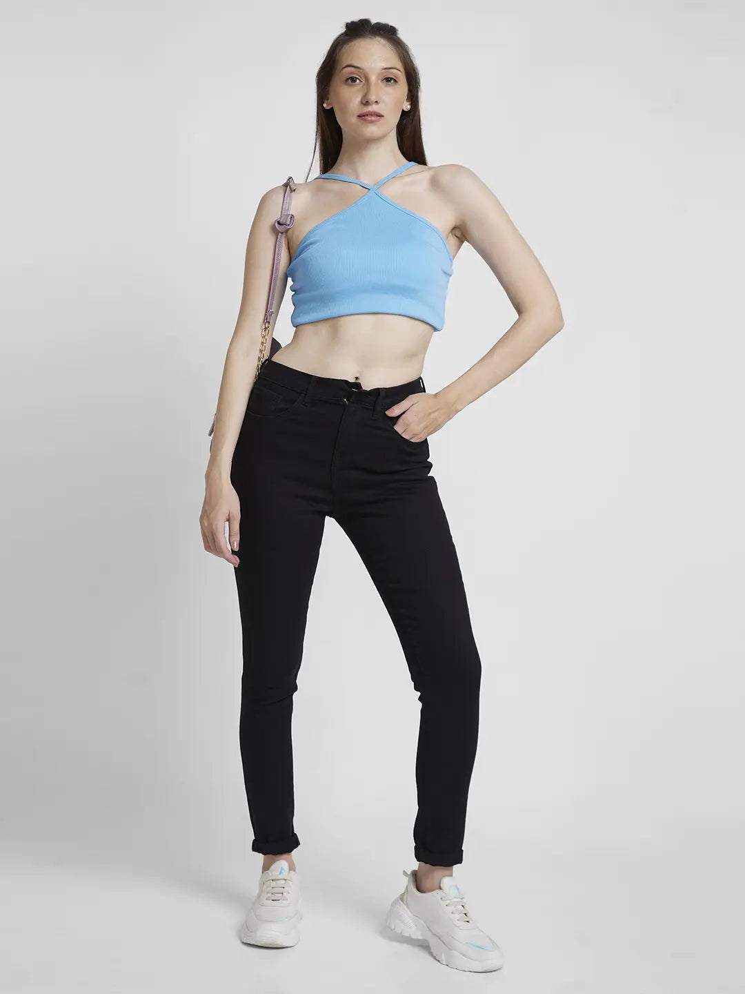 Spykar Women Raw Black Lycra Skinny Fit Regular Length Clean Look Jeans -(Adora)
