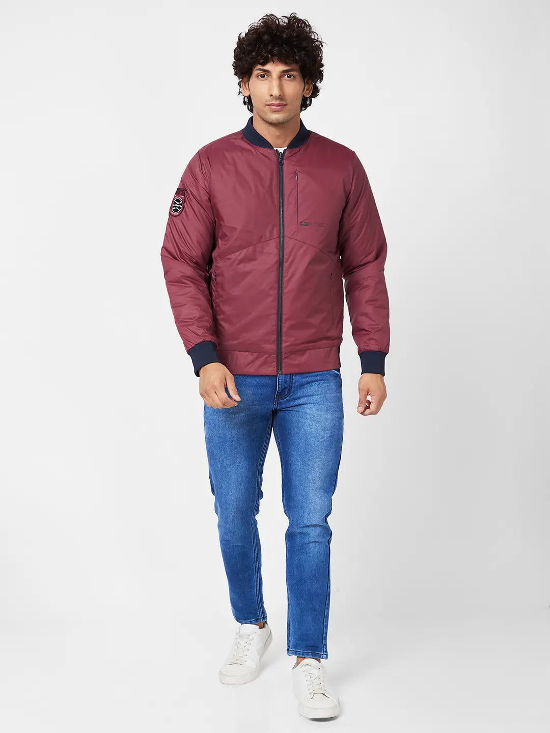 Mens Puffer Reversible Jacket With Contrast Slip Patch On Reverse Side
