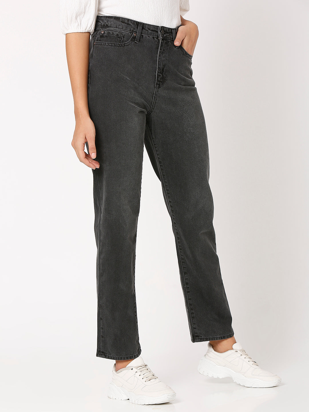 Spykar Black Straight Fit Regular Length Jeans For Women (Bella)