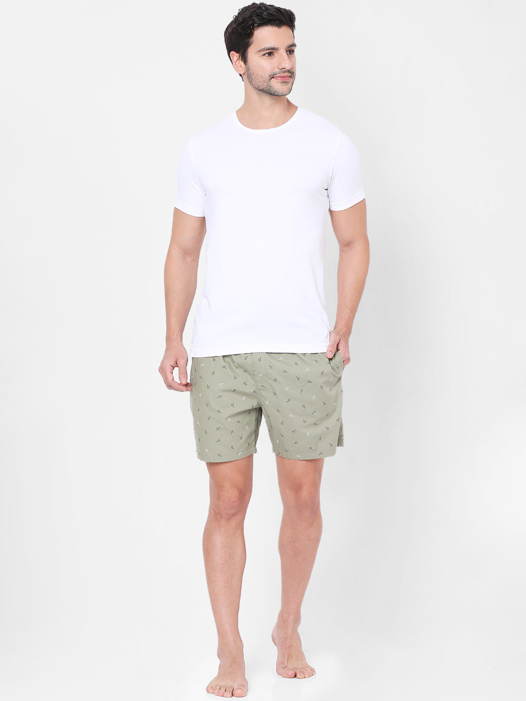 Men Light Khaki Cotton Boxers - Underjeans By Spykar