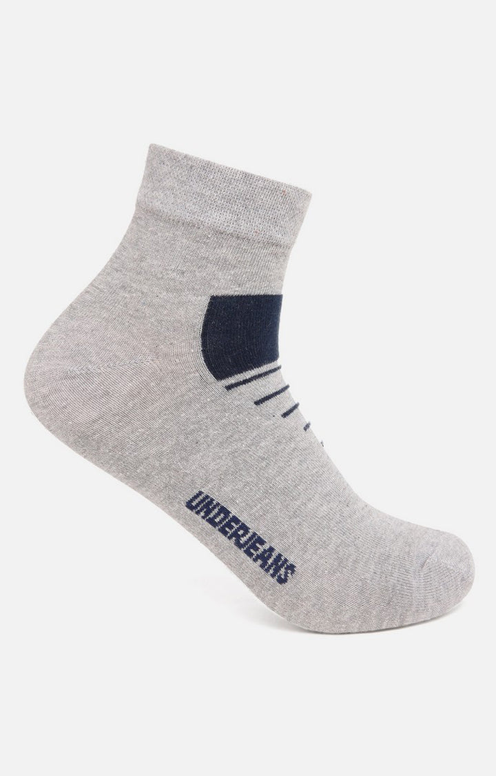 Men Beige Black Navy Grey Green Ankle Length (Non Terry) (Pack Of 5) Socks- Underjeans By Spykar