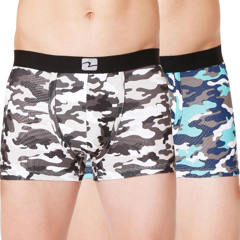 Men Camo 1 & Camo 2 Cotton Blend Trunk (Pack Of 2)- Underjeans By Spykar