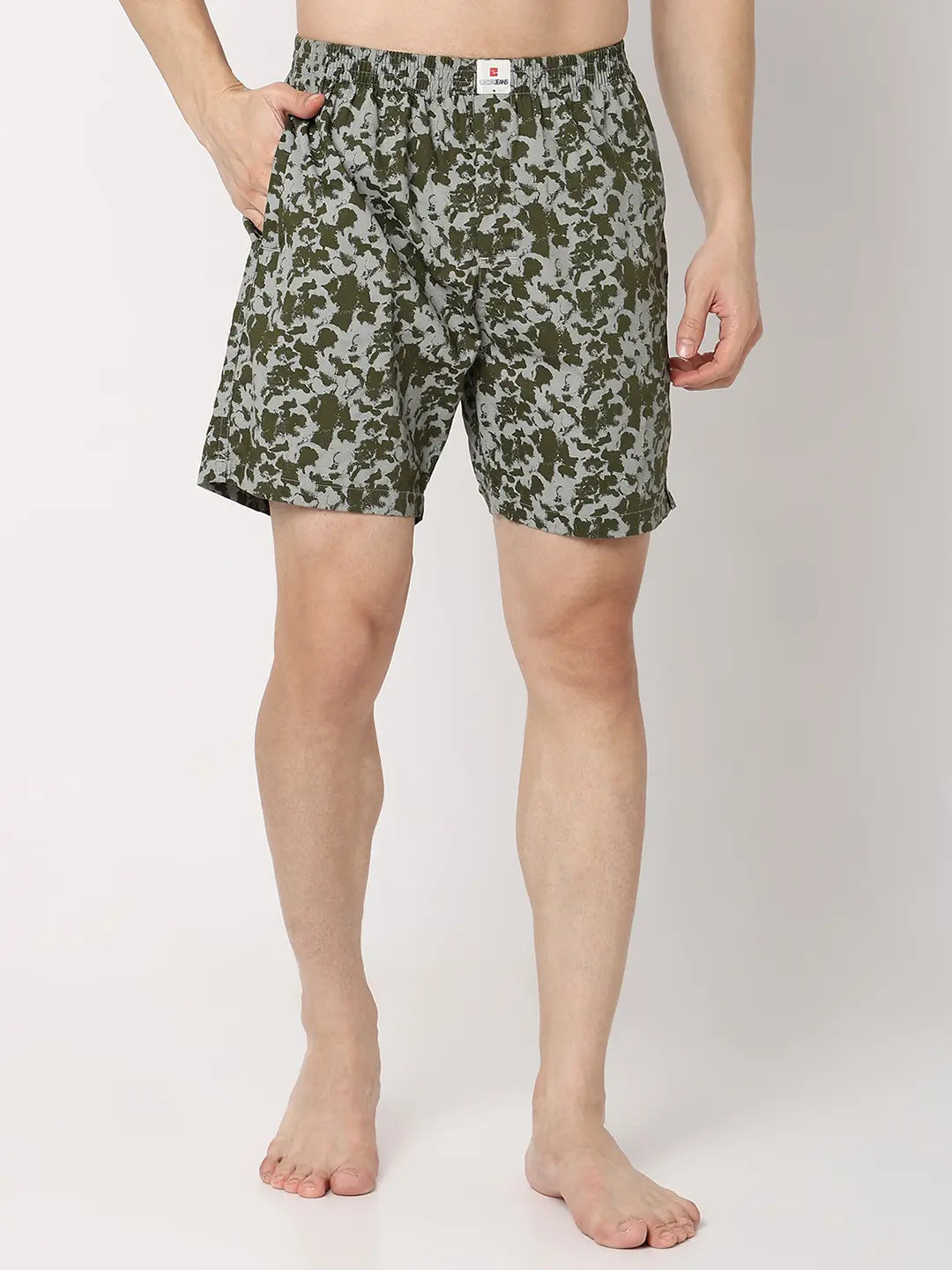 Underjeans By Spykar Men Green Cotton Blend Regular Fit Boxer Shorts