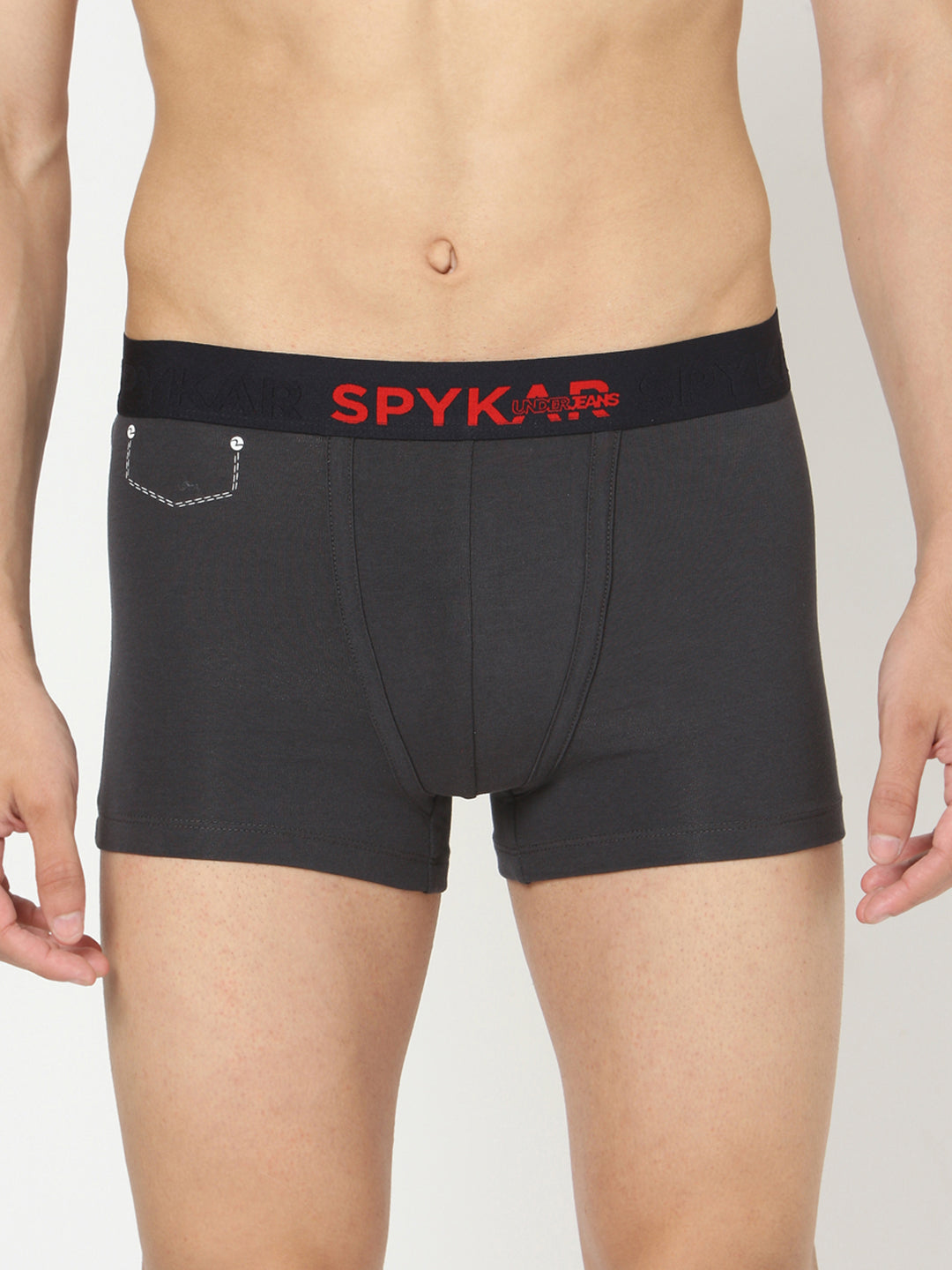 Underjeans By Spykar Men Grey Cotton Blend Trunk