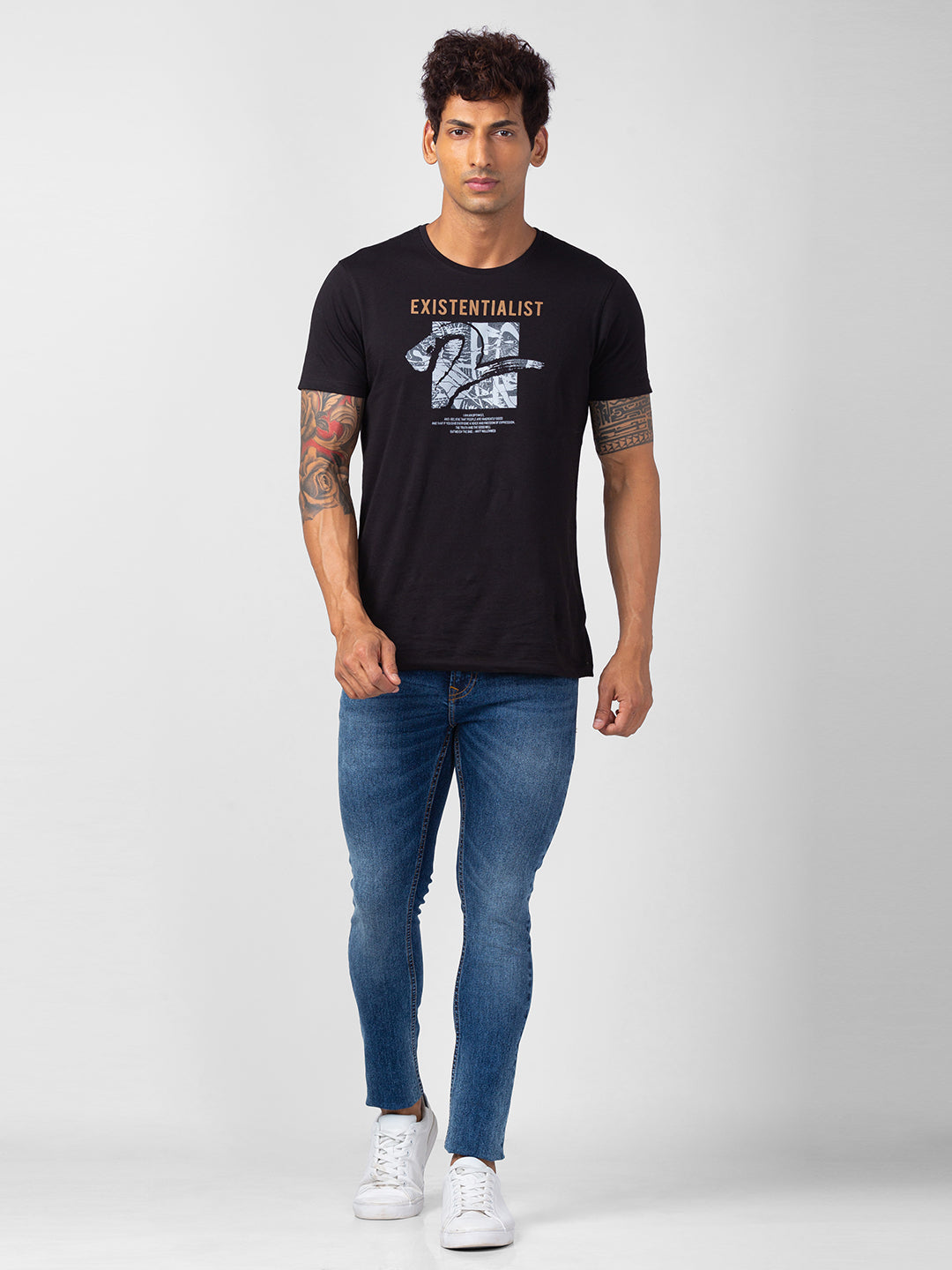 Spykar Men Dark Blue Cotton Super Slim Fit Tapered Length Jeans (Super Skinny)