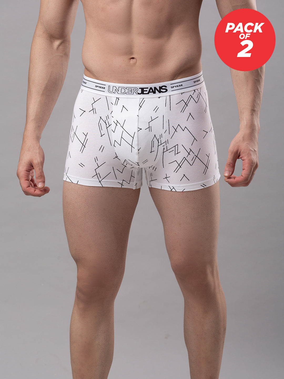 Underjeans By Spykar Men Cotton Blend White Trunk - (Pack Of 2)