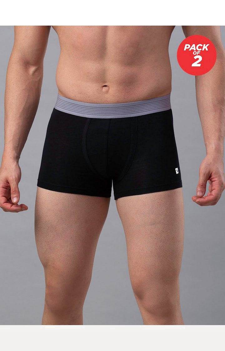 Men Cotton Blend Trunk Pack Of 2- Underjeans By Spykar