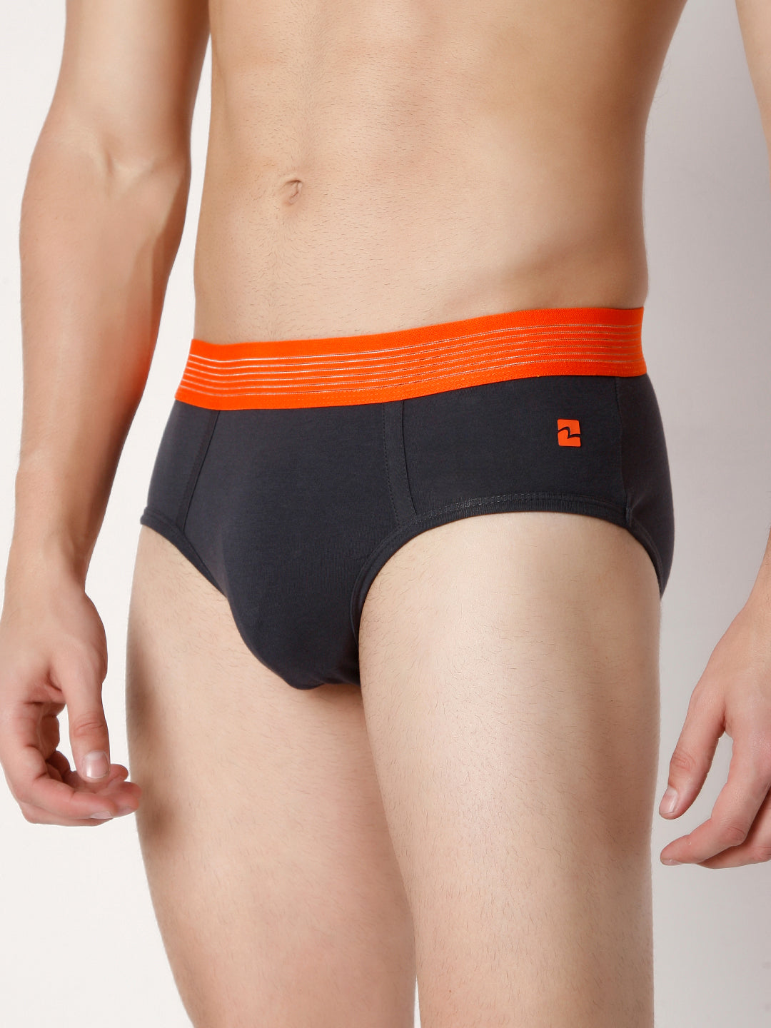 Men Darkgrey Cotton Blend Brief- Underjeans By Spykar