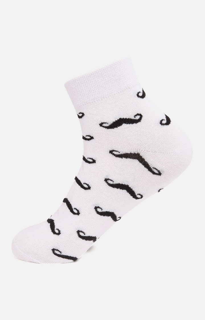 Men White Ankle Length (Non Terry) Single Pair Of Socks- Underjeans By Spykar