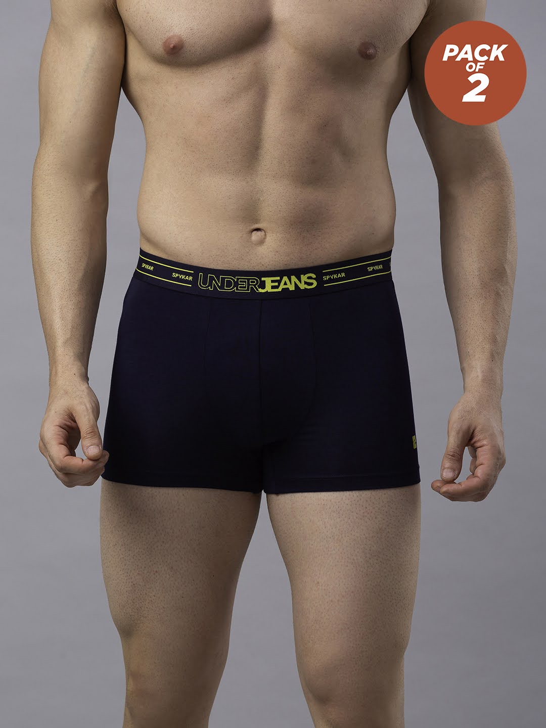 Underjeans By Spykar Men Cotton Blend Navy Trunk - (Pack Of 2)