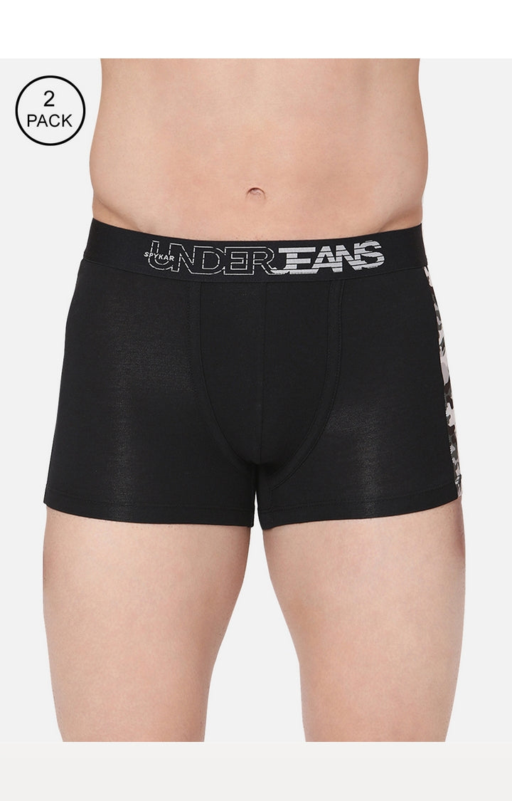 Men Cotton Blend Trunk Pack Of 2- Underjeans By Spykar