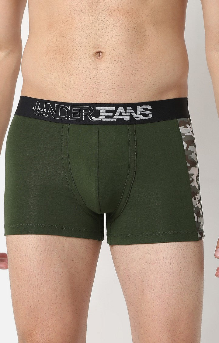 Underjeans By Spykar Men Olive Cotton Blend Trunk