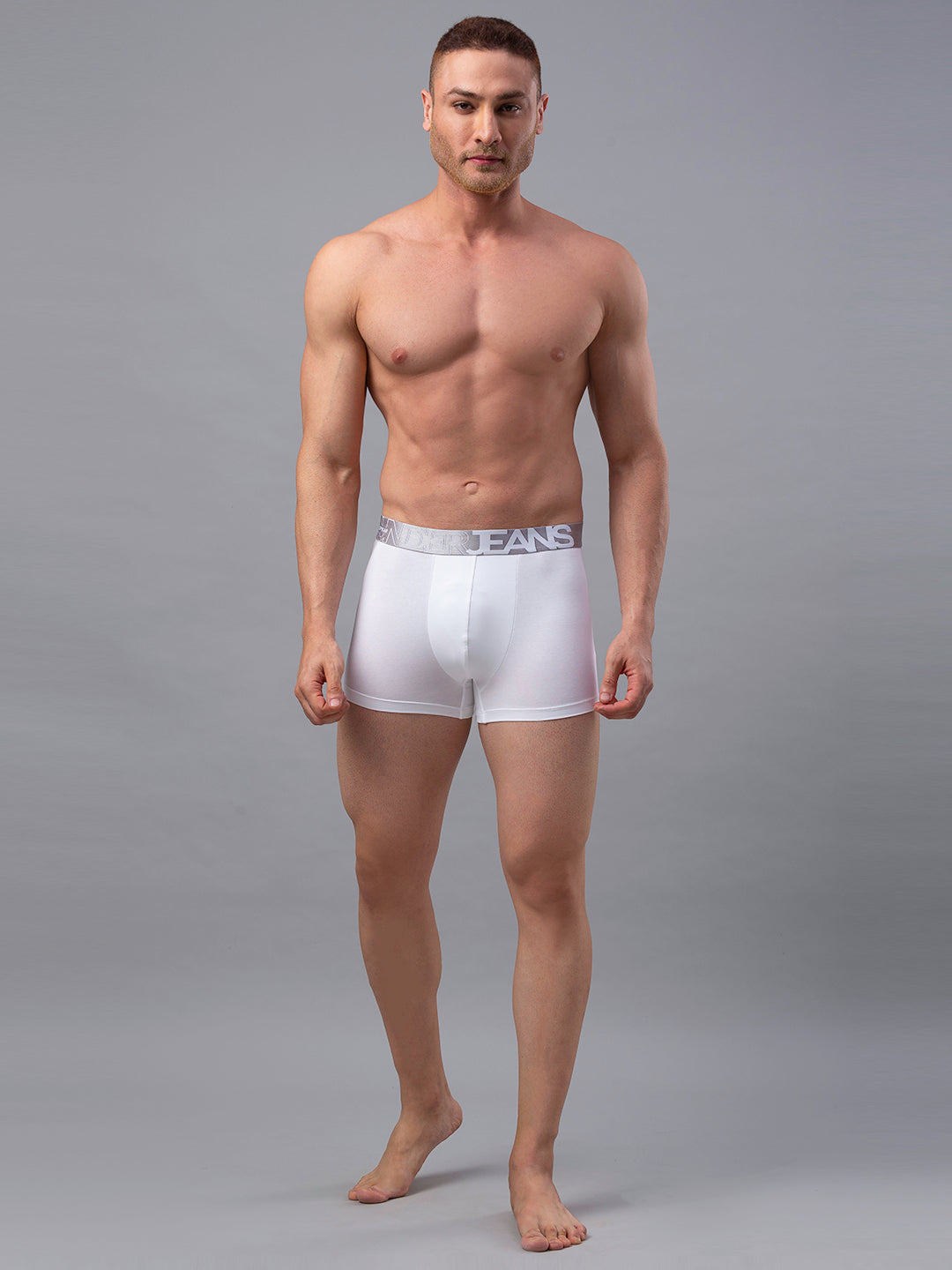 Underjeans By Spykar Men White Cotton Blend Trunk