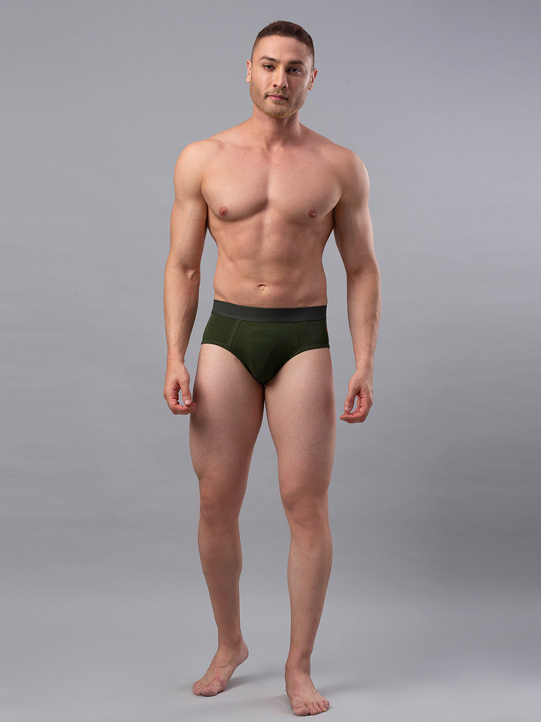Underjeans By Spykar Men Olive Cotton Blend Brief