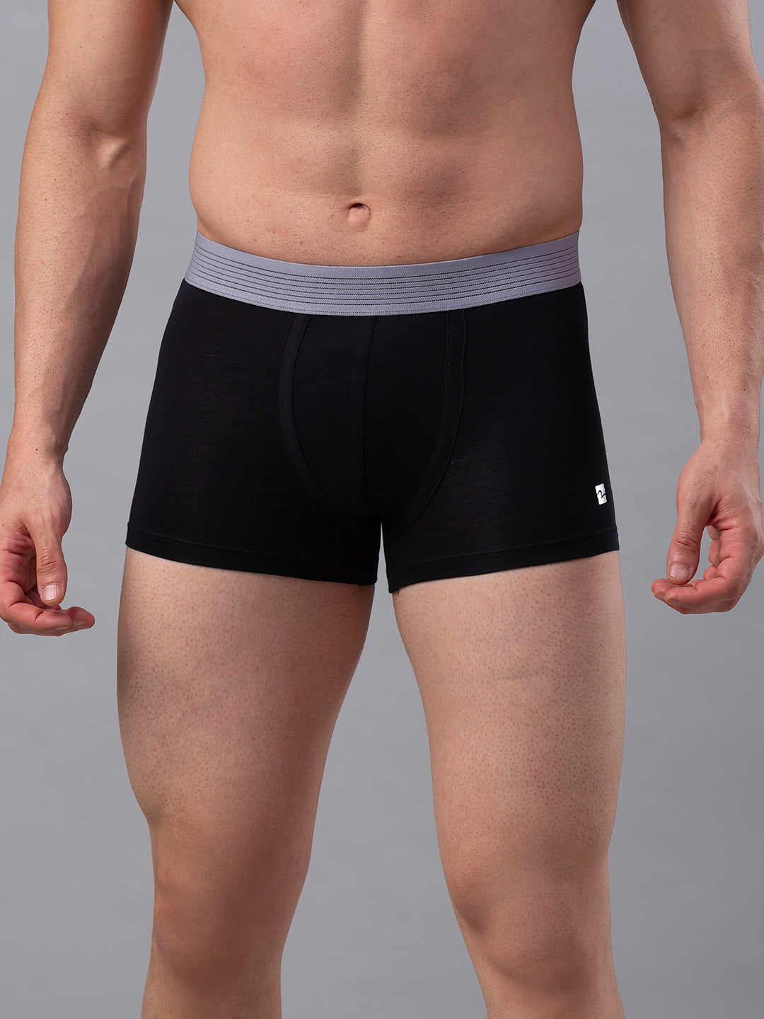 Men Black-Grey Cotton Blend Trunk- Underjeans By Spykar