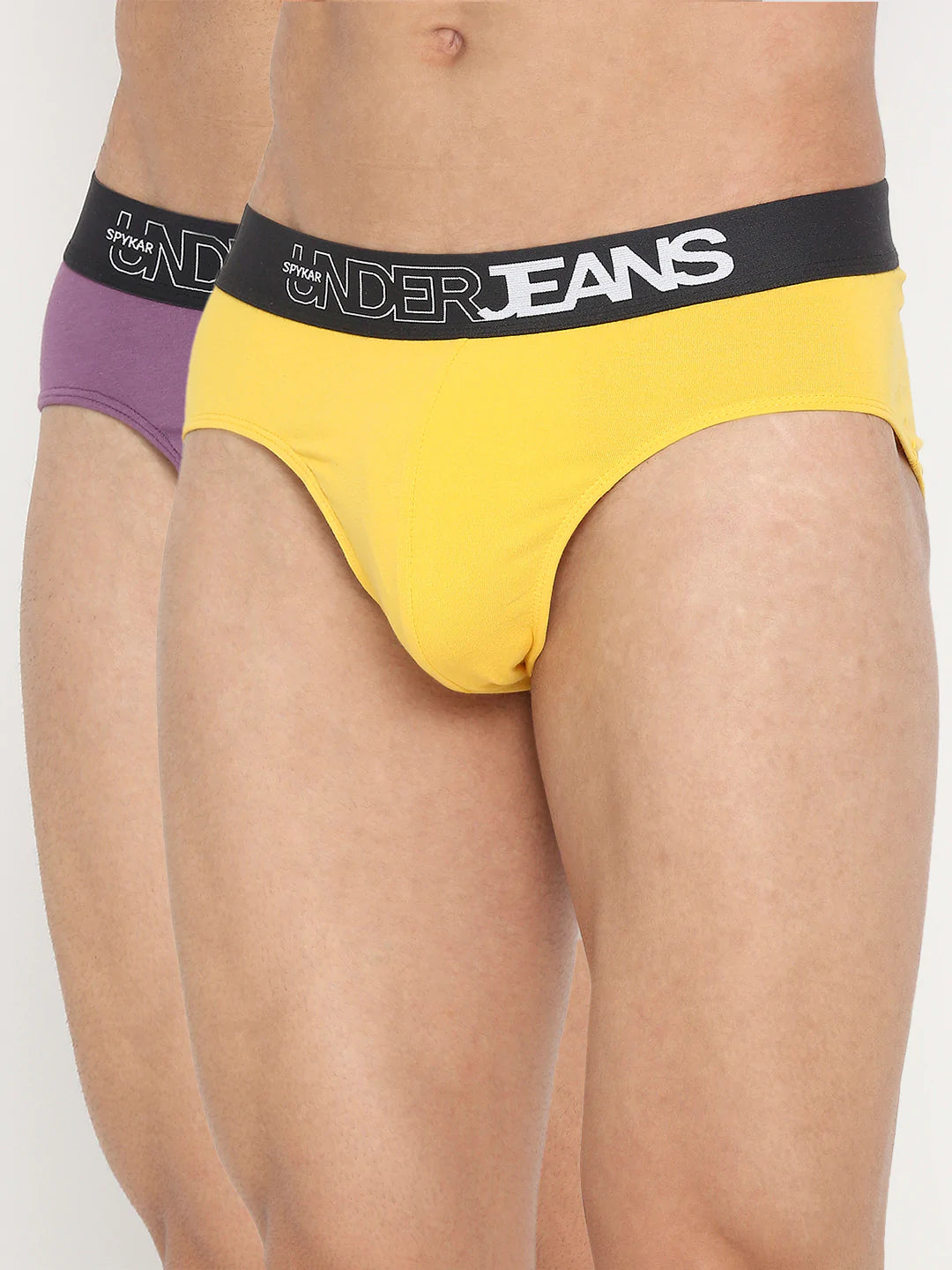 Men Assorted Cotton Blend Brief Pack Of 2 - Underjeans By Spykar