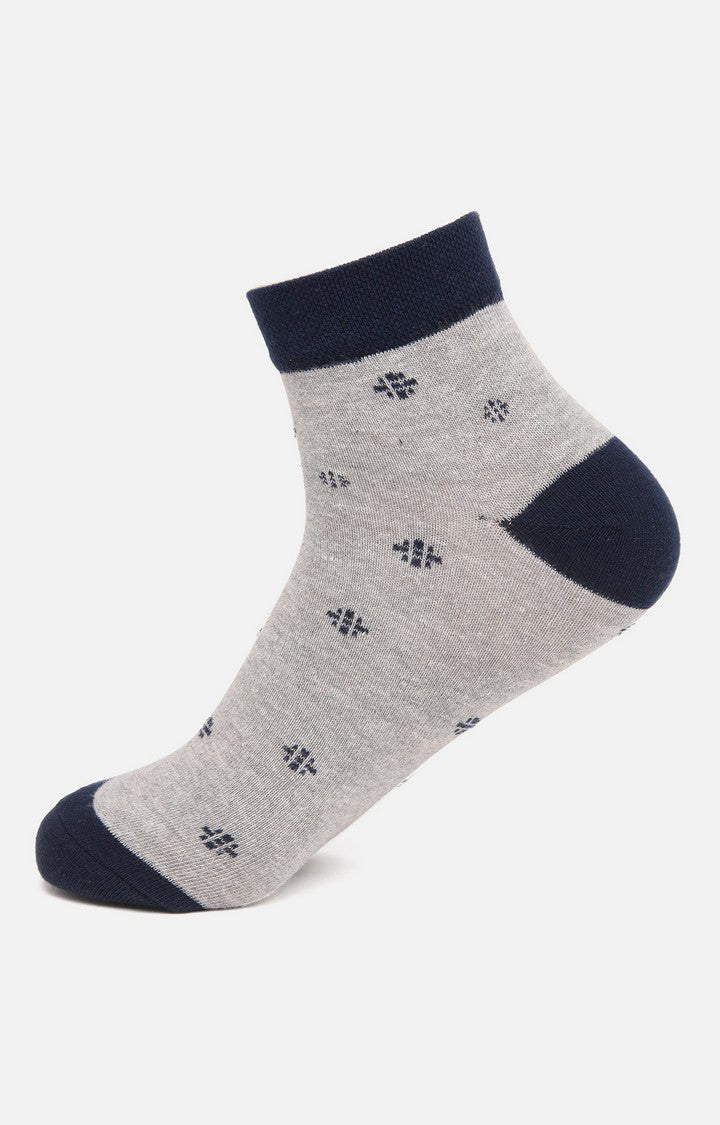 Men Grey Black Ankle Length (Non Terry) Single Pair Of Socks- Underjeans By Spykar