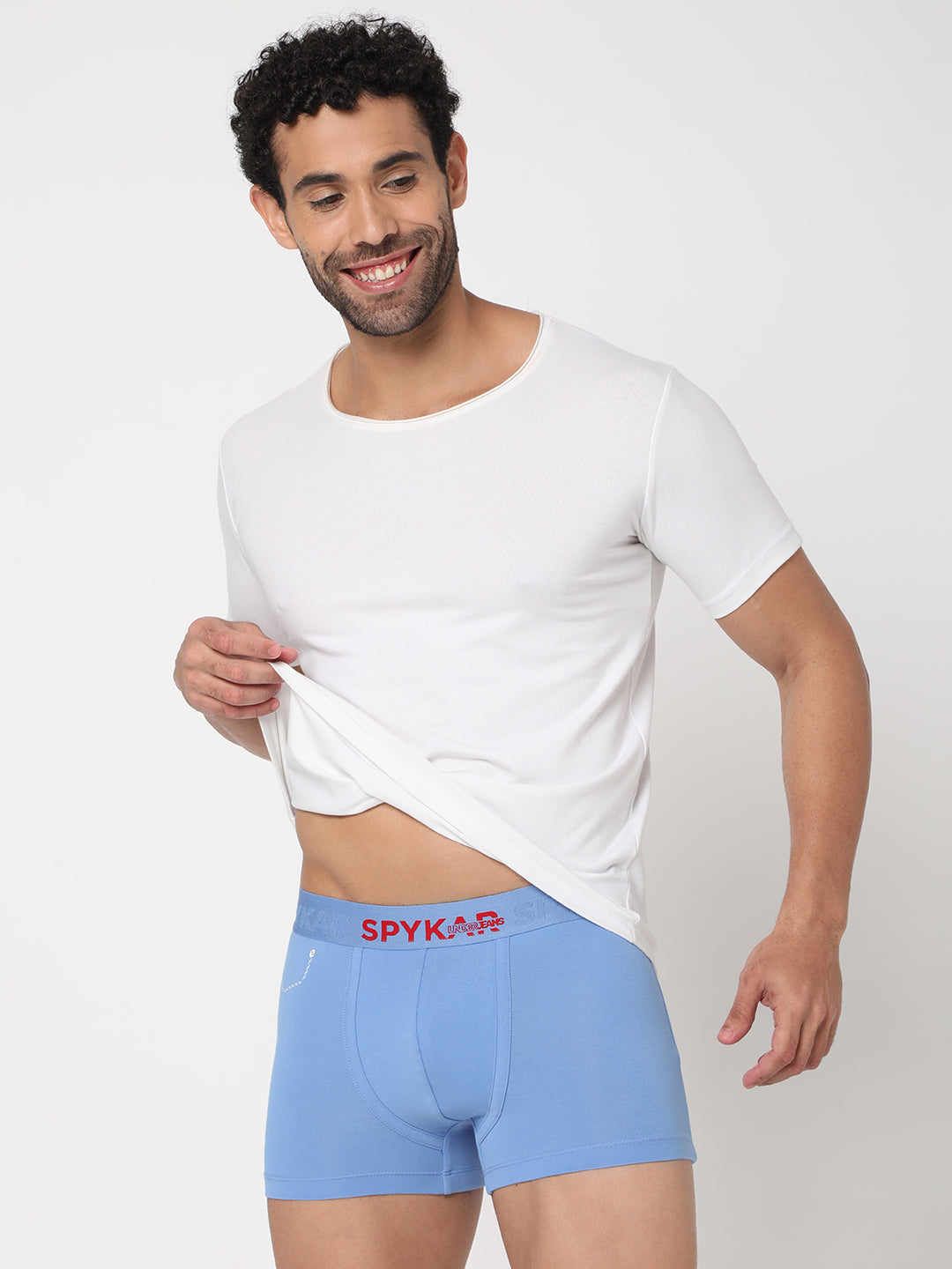 Men Premium Bright Blue Cotton Blend Trunk- UnderJeans by Spykar